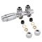 Robinet de radiateur thermostatique d'angle - Chromé - Raccordement central - Adaptateurs cuivre 14mm