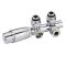 Robinet de radiateur thermostatique d'angle - Chromé - Raccordement central - Adaptateurs cuivre 14mm