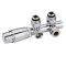 Robinet de radiateur thermostatique d'angle - Chromé – Raccordement central - Adaptateurs cuivre 16mm