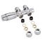 Robinet de radiateur droit thermostatique - Chromé - Raccordement Central - Adaptateurs cuivre 14mm