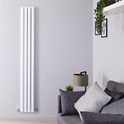 Hudson Reed Vitality - Radiateur design en aluminium vertical – Blanc – 180 cm x 23 cm – Double rang
