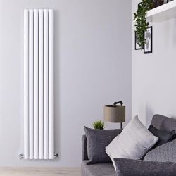 Hudson Reed Vitality - Radiateur design en aluminium vertical – Blanc – 180 cm x 35 cm – Double rang