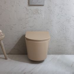 Cuvette WC ronde suspendue avec abattant à fermeture douce – Choix de finitions - Elements