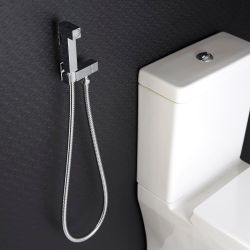 Douchette hygiénique moderne avec support mural – Chromé - Kubix
