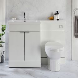 Ensemble meuble-lavabo et WC - 110,5 cm - Choix de finitions et de poignées - Option gauche ou droite - Cluo-Select