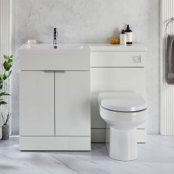 Meuble WC Covelly et lavabo - 110,5 cm - Choix de finitions et de poignées - Option gauche ou droite - Cluo