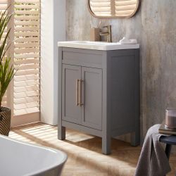 Meuble salle de bains - Avec lavabo – 60 cm – Choix de finitions et poignées – Warwick