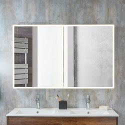 Armoire de salle de bain avec miroir et LED - 75 cm x 120 cm - Amelia