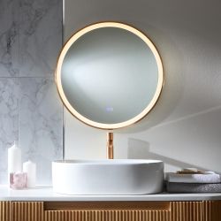 Miroir à LED - Rond - Cuivre satiné - 60 cm x 60 cm - Camila