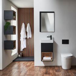Meuble lave-mains suspendu avec niche – 40 cm – Avec lavabo – Choix de finitions et lumières LED en option – Hoxton