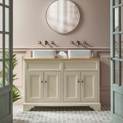 Meuble double vasque salle de bains – 121 cm – Choix de poignées, de vasques et de finitions – Thornton