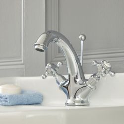 Hudson Reed Elizabeth - Mélangeur lavabo rétro monotrou - Commandes croisillon - Choix de finition