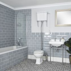 Ensemble baignoire, WC avec réservoir haut et lavabo sur pieds - Richmond