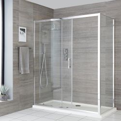Cabine de douche d’angle à porte coulissante avec receveur de douche – Choix de tailles - Portland