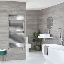 Sèche-serviettes mixte - Chromé - Avec élément électrique, robinets de radiateur et adaptateur - Choix de tailles - Arno
