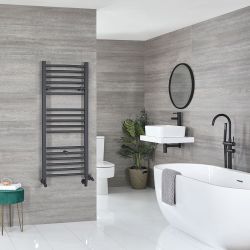 Sèche-serviettes mixte plat - Anthracite - Avec élément électrique, robinets de radiateur et adaptateur - Choix de tailles - Artle