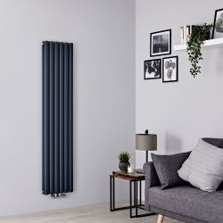 Hudson Reed Vitality - Radiateur design en aluminium vertical – Anthracite – Choix de largeur – Double rang - Raccordement central