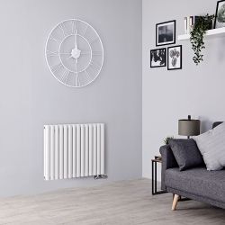 Hudson Reed Vitality - Radiateur design en aluminium horizontal – Blanc – Choix de largeur – Double rang - Raccordement central