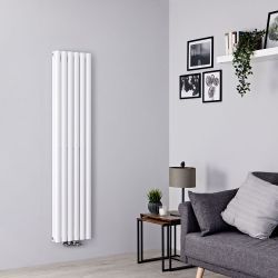 Hudson Reed Vitality - Radiateur design en aluminium vertical – Blanc – Choix de largeur – Double rang - Raccordement central