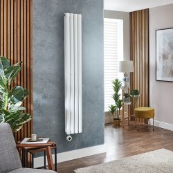 Radiateur design électrique vertical – Blanc – Choix de tailles et de thermostat Wi – Fi et options de câblage ou sur prise – Vitality Slim – ECOSO par Hudson Reed