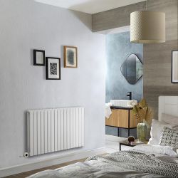 Radiateur design électrique horizontal – Blanc – Choix de tailles et de thermostat Wi – Fi et option de câblage ou sur prise – Sloane – ECOSO par Hudson Reed