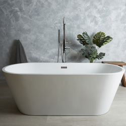 Baignoire îlot double dos - Ovale - Choix de la taille et de la finition du trop-plein - Covelly