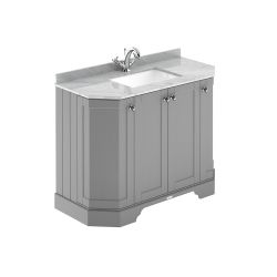 Meuble de salle de bain rétro – Avec plan de travail en marbre gris – 102 cm – Choix de finitions et de vasques – Old London