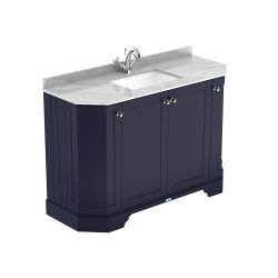Meuble de salle de bain rétro – Avec plan de travail en marbre gris – 122 cm – Choix de finitions et de vasques – Old London