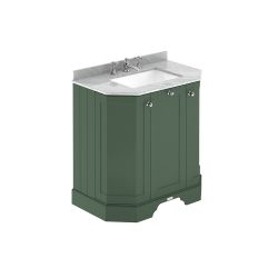 Meuble de salle de bain rétro – Avec plan de travail en marbre gris – 77 cm – Choix de finitions et de vasques – Old London