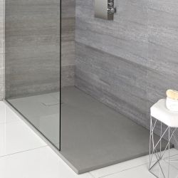 Receveur de douche à effet texturé – Gris clair – Choix de tailles et kit de rehausse – Rockwell