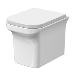 Cuvette WC moderne carrée murale – Avec abattant à fermeture douce – Hudson Reed