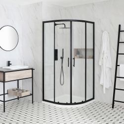 Cabine de douche quart de cercle avec receveur – Noir – Tailles multiples - Nox