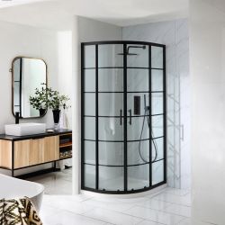 Cabine de douche quart de cercle – Noir – Avec receveur – Choix de tailles – Barq