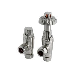 Robinets de radiateur thermostatiques d’angle – 16 mm – Nickel satiné