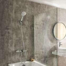 Mitigeur bain-douche thermostatique – Avec bec verseur et douchette – Choix de finitions – Arlo