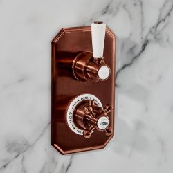 Hudson Reed Elizabeth - Mitigeur de douche double thermostatique rétro encastré - 1 fonction - Cuivre satiné