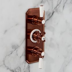 Hudson Reed Elizabeth - Mitigeur de douche thermostatique rétro encastré - 2 fonctions - Cuivre satiné