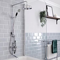 Hudson Reed Elizabeth - Mitigeur de douche thermostatique rétro exposé - 2 fonctions - Chromé et noir