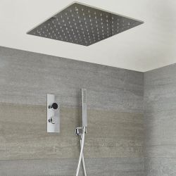 Kit de douche digitale thermostatique avec pommeau encastré et douchette – 2 fonctions – Chromé - Narus