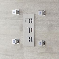 Lot de 4 Buses Hydromassantes en Laiton Massif Chromé - Kubix
