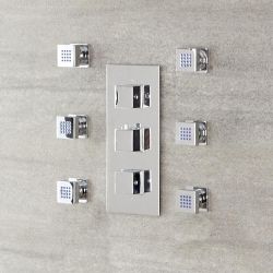 Lot de 6 Buses Hydromassantes en Laiton Massif Chromé - Kubix