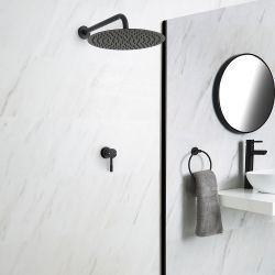 Kit de douche noir - Mitigeur mécanique encastrable & pommeau de douche Ø 30cm - Nox