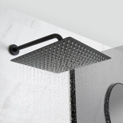 Kit de douche noir - Mitigeur mécanique encastrable & pommeau de douche 30x30cm - Nox