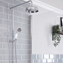 Colonne de douche rétro (sans robinetterie) – Chromé et blanc - Elizabeth