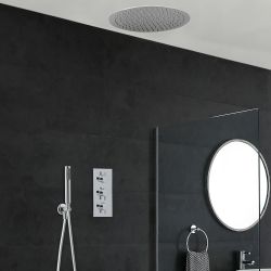 Kit de Douche Thermostatique Encastrable à Pommeau Ø 40cm & Douchette Design Rond Fonctions distinctes ou simultanées - Como