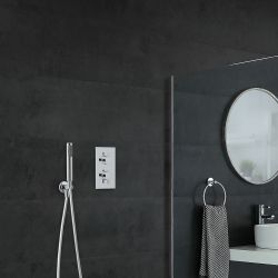 Kit de Douche Thermostatique Encastrable Design Rond Minimaliste avec Douchette