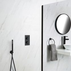  Mitigeur thermostatique encastrable & douchette noir - Nox
