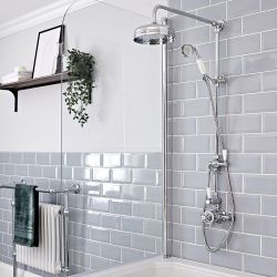Hudson Reed Elizabeth - Colonne de douche thermostatique exposé - Double fonctions - Chromé et blanc 
