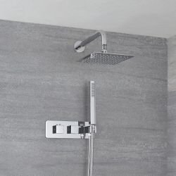 Mitigeur de douche thermostatique avec inverseur avec douchette et pommeau de douche – 2 fonctions – Kubix