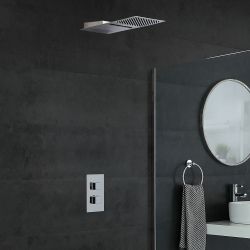 Kit de douche thermostatique avec inverseur - Pommeau cascade – Chromé - Kubix